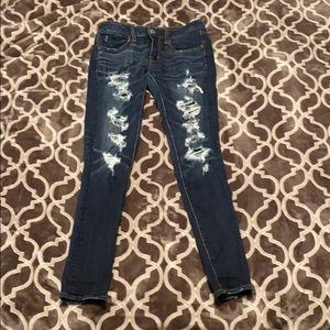 American Eagle Ripped Jeggings Dark Wash Size 4